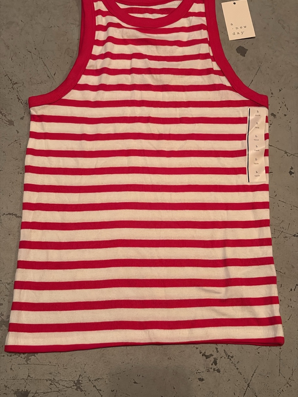 a new day Pink and White Striped Tank